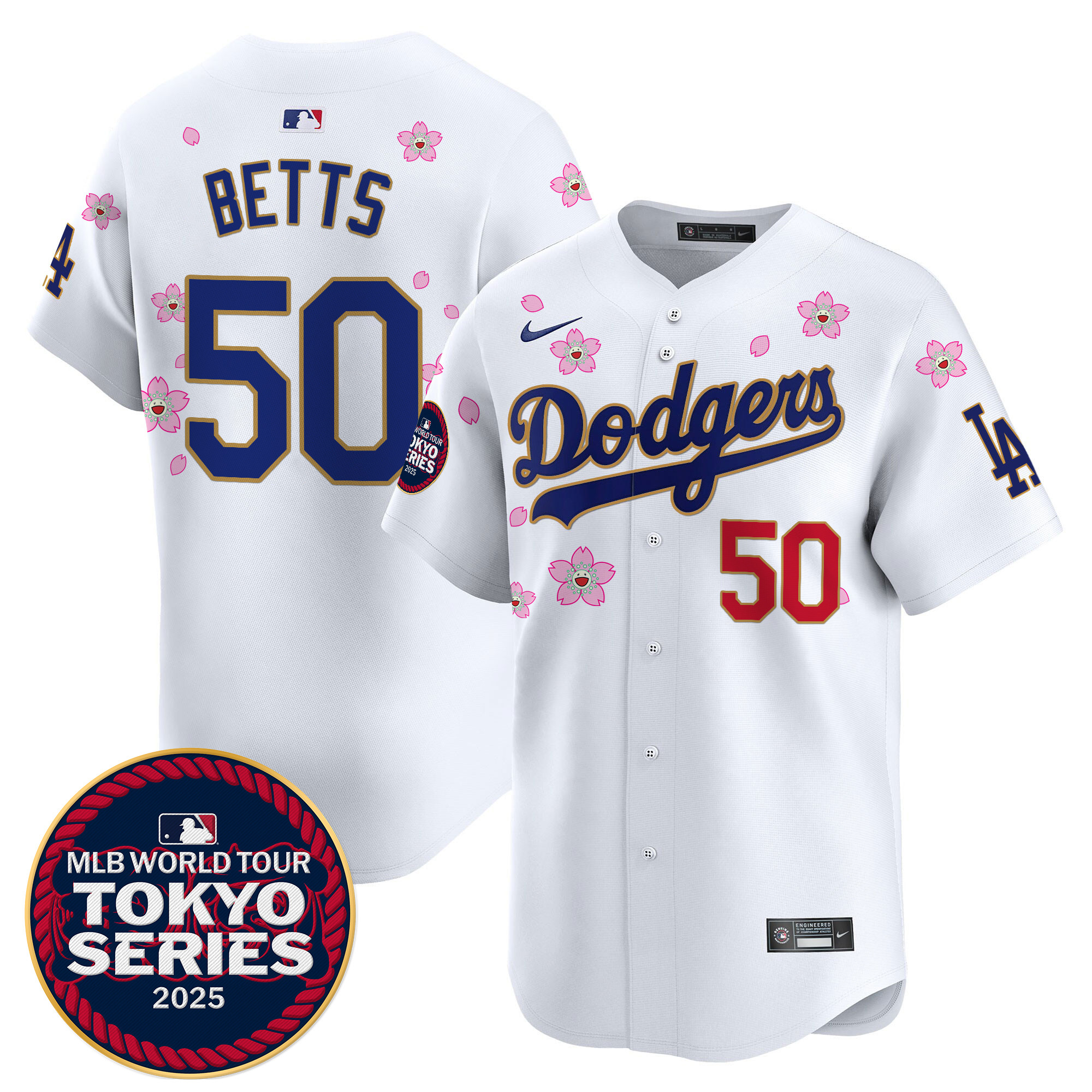 Men Los Angeles Dodgers #50 Betts Tokyo Series white Limited Stitched 2025 Jersey